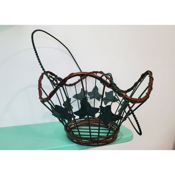Ivy Metal and Twig Open Handled Basket, Callaway Style Basket - Picture 3 of 9
